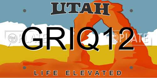 GRIQ12 Utah License Plate