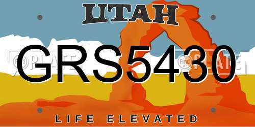 GRS5430 Utah License Plate