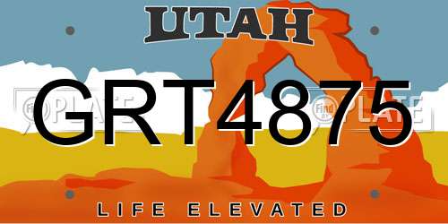 GRT4875 Utah License Plate