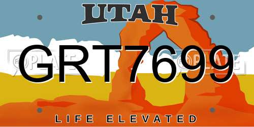 GRT7699 Utah License Plate