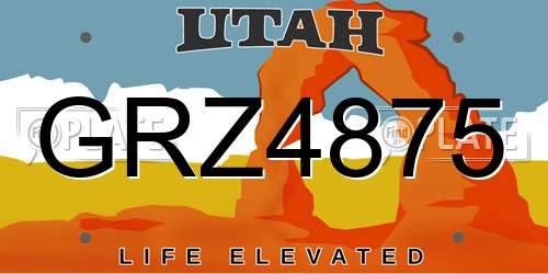 GRZ4875 Utah License Plate