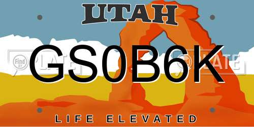 GS0B6K Utah License Plate
