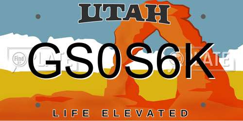 GS0S6K Utah License Plate
