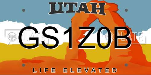 GS1Z0B Utah License Plate
