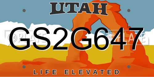 GS2G647 Utah License Plate