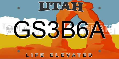 GS3B6A Utah License Plate