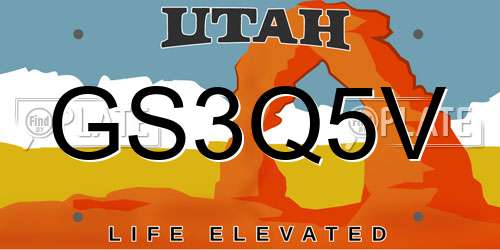 GS3Q5V Utah License Plate