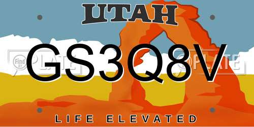 GS3Q8V Utah License Plate