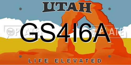 GS4I6A Utah License Plate