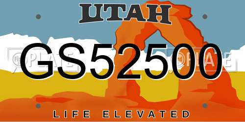 GS52500 Utah License Plate