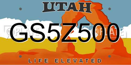 GS5Z500 Utah License Plate