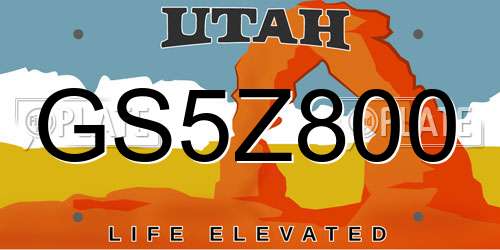 GS5Z800 Utah License Plate