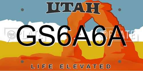 GS6A6A Utah License Plate
