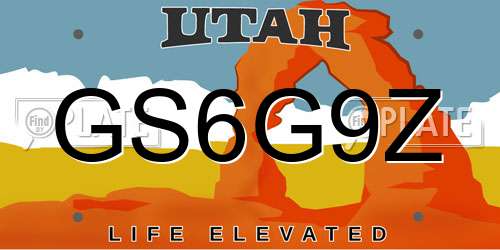 GS6G9Z Utah License Plate