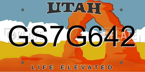 GS7G642 Utah License Plate