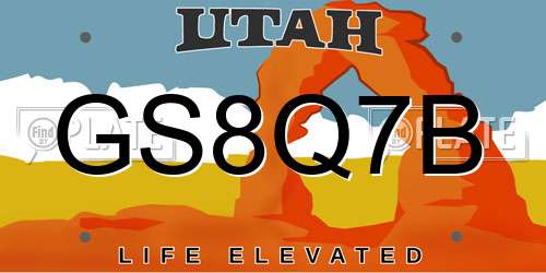 GS8Q7B Utah License Plate