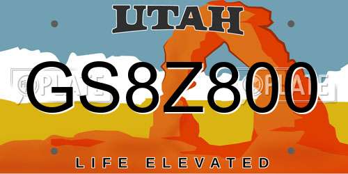 GS8Z800 Utah License Plate