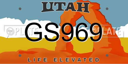 GS969 Utah License Plate