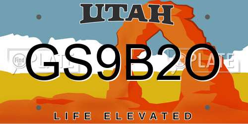 GS9B2O Utah License Plate