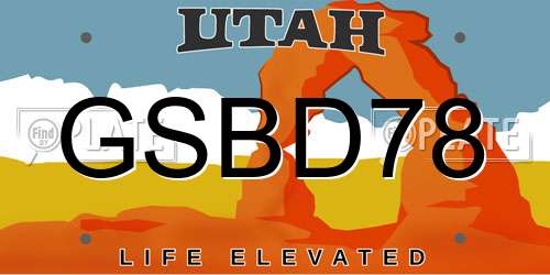 GSBD78 Utah License Plate