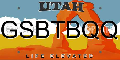 GSBTBQQ Utah License Plate