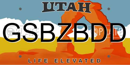 GSBZBDD Utah License Plate