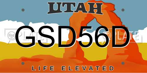GSD56D Utah License Plate