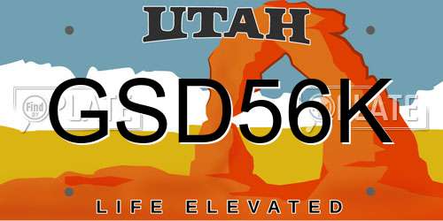 GSD56K Utah License Plate