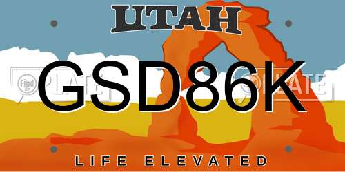 GSD86K Utah License Plate