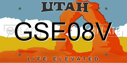 GSE08V Utah License Plate