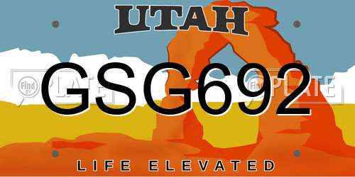 GSG692 Utah License Plate
