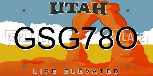 GSG78O Utah License Plate