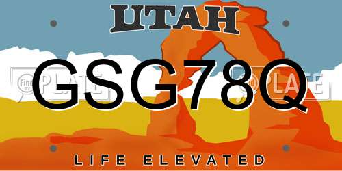 GSG78Q Utah License Plate