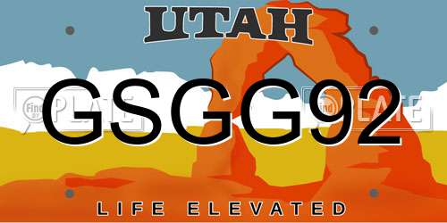 GSGG92 Utah License Plate