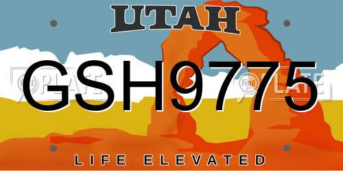 GSH9775 Utah License Plate