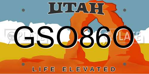 GSO86O Utah License Plate