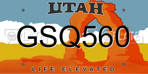 GSQ560 Utah License Plate