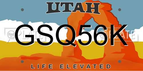 GSQ56K Utah License Plate