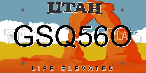 GSQ56O Utah License Plate