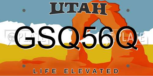 GSQ56Q Utah License Plate