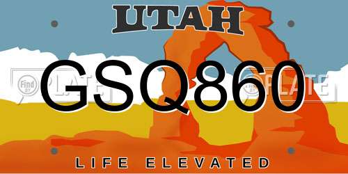 GSQ860 Utah License Plate