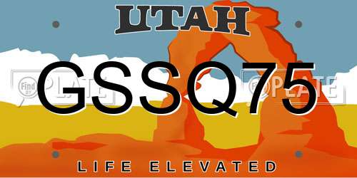 GSSQ75 Utah License Plate