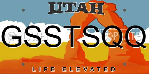 GSSTSQQ Utah License Plate