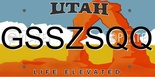 GSSZSQQ Utah License Plate