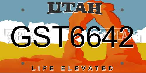 GST6642 Utah License Plate