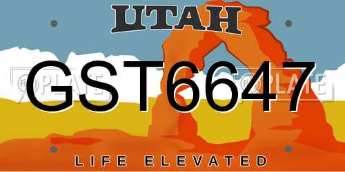 GST6647 Utah License Plate