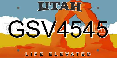 GSV4545 Utah License Plate