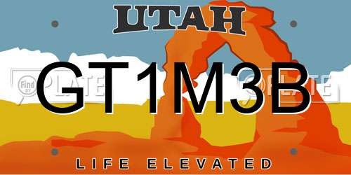 GT1M3B Utah License Plate