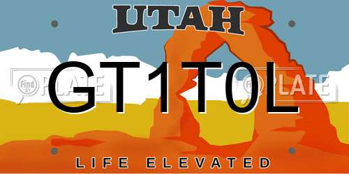GT1T0L Utah License Plate