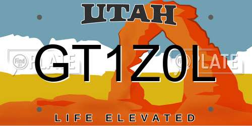 GT1Z0L Utah License Plate